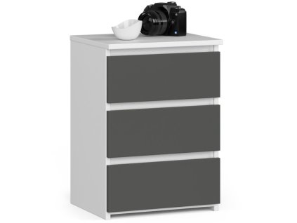 szafka nocna cl3 40 cm 3 szuflady biala grafit szary