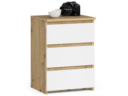 szafka nocna cl3 40 cm 3 szuflady dab artisan biala