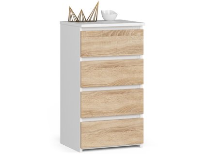 komoda cl4 40 cm 4 szuflady biala dab sonoma