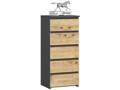 komoda cl5 40 cm 5 szuflad grafit szary dab artisan