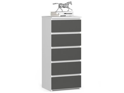 komoda cl5 40 cm 5 szuflad biala grafit szary