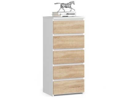 komoda cl5 40 cm 5 szuflad biala dab sonoma