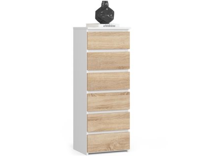 komoda cl6 40 cm 6 szuflad biala dab sonoma
