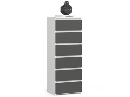 komoda cl6 40 cm 6 szuflad biala grafit szary