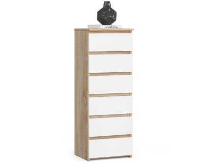 komoda cl6 40 cm 6 szuflad dab sonoma biala