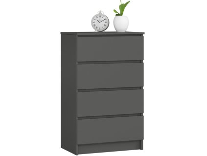 komoda do salonu k 60 cm 4 szuflady grafit szary