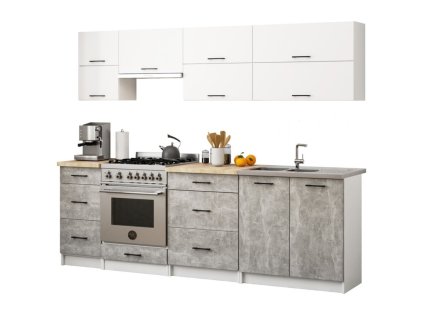 meble kuchenne zestaw oliwia g2 24m bialy beton