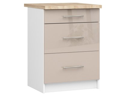 szafka kuchenna oliwia s 60cm 3s biala cappuccino polysk