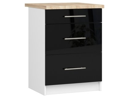 szafka kuchenna oliwia s 60cm 3s biala czarny polysk