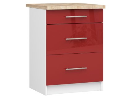 szafka kuchenna oliwia s 60cm 3s biala czerwony polysk