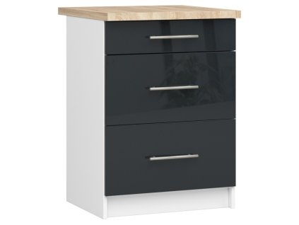 szafka kuchenna oliwia s 60cm 3s biala grafit polysk