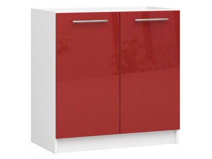 Kuchyňská skříňka OLIVIA S80 - bílá/červený lesk