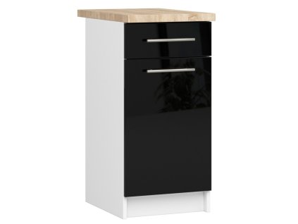 szafka kuchenna oliwia s 40cm 1d 1s biala czarny polysk