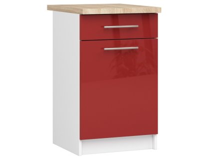 szafka kuchenna oliwia s 50cm 1d 1s biala czerwony polysk