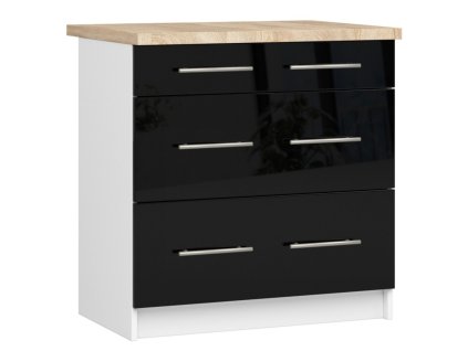 szafka kuchenna oliwia s 80cm 3s biala czarny polysk