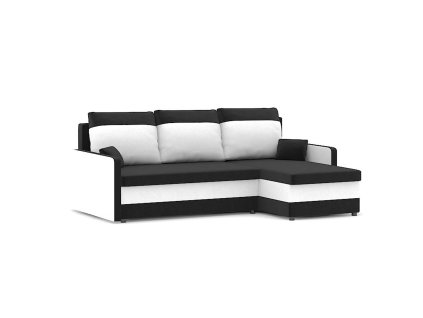 Rozkládací rohová sedací souprava MILTON model 2 (Barevná varianta Černá/bílá)