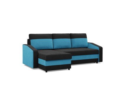 Rozkládací rohová sedací souprava HEWLET (Barevná varianta Černá-modrá)