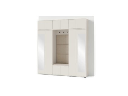 Předsíňová stěna BIANCO II (Varianta zrcadel Bez zrcadla, Barevná varianta Tmavě hnědá - hnědá)