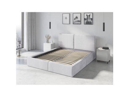 Čalouněná postel HILTON s pevným roštem 140x200 cm (Barevná varianta Bílá)