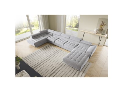 Rohová rozkládací sedací souprava BENJAMIN 275 U XL (Barevná varianta Šedá II, Výběr strany Levá)