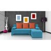 Rozkládací rohová sedačka VALERIE (Barva sedací soupravy Černá, Barevná varianta polštáře Tmavě modrá)