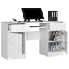 Počítačový stůl A5 - bílá/bílá lesk
