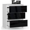Komoda K60 3SZ - bílá/černá lesk
