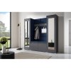 Předsíňová stěna AMI 31 (Barevná varianta tkaniny Tmavě modrá, Varianta zrcadel Bez zrcadla, Barevná varianta dekoru Dub artisan + černá)