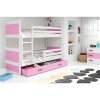 Dětská patrová postel RICO 160x80 cm (Barevná varianta šuplete Ružové, Barevná varianta rámu Bílá)