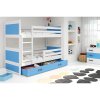 Dětská patrová postel RICO 200x90 cm (Barevná varianta šuplete Ružové, Barevná varianta rámu Bílá)