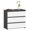 szafka nocna cl3 60 cm 3 szuflady grafit szary biala