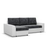 Rohová rozkládací sedací souprava PAUL látka v kombinaci s eko-kůží (Barevná varianta Šedá/bílá I, Výběr strany Levá)