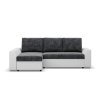 Rohová rozkládací sedací souprava PAUL látka v kombinaci s eko-kůží (Barevná varianta Šedá/bílá I, Výběr strany Levá)