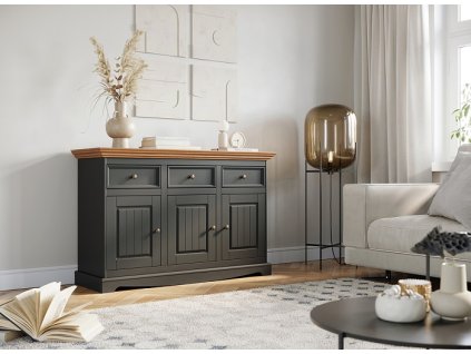 Provensálska komoda BELLUNO grafite 3D grafit-dub