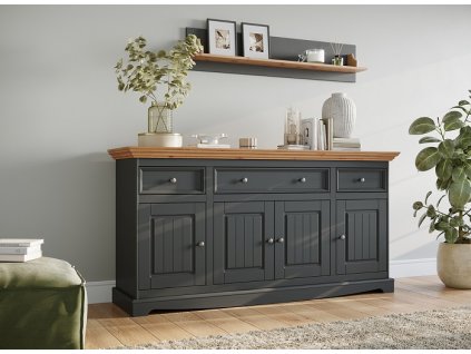 Provensálska komoda BELLUNO grafite 4D grafit-borovica