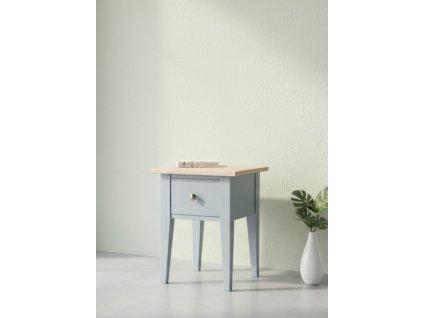 nocni stolek masiv buk šedomodrá lak zlate uchyty