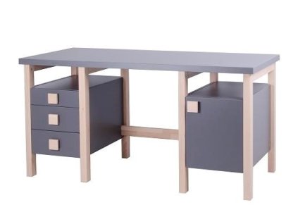 Písací stôl z masívu Henry 2. šedý NEW