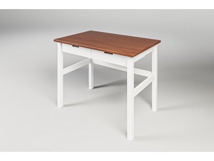 Písací stôl z masívu Mario zásuvkový bielo / hnedý