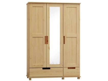 Kombinovaná šatníková skriňa z masívneho dreva FELIX so zrkadlom 120 cm (Farebný dizajn Grey-šedá)