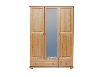 Skriňa z masívu Šumava 65b so zrkadlom (Barevné provedení Přírodní, Šířka 120 cm)