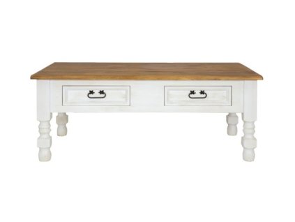 Rustikálny konferenčný stolík WHITE HOME MES07A vyrezávané nohy