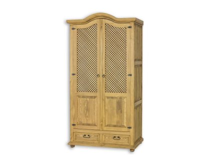 Masivní šatní skříň CORDOBA SZY06/B s tyčí a policemi (Barevné provedení Bezbarvý vosk K09)