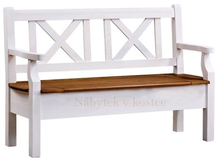 Lavica SWEET HOME BAX25 biela-hnedá s úložným priestorom s podrúčkami