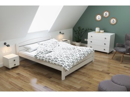 Manželská posteľ z masívu BARBORA 140x200 biela