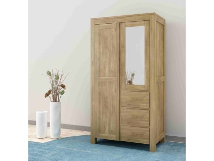 Buková skriňa FLORENTINA W2-3 so šuplíkmi a zrkadlom