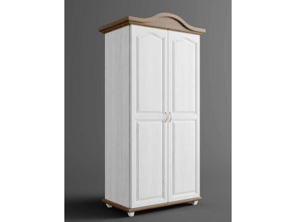 Rustikálna skriňa AUSTIN Romance 2DA z masívu so šatníkovou tyčou (Barevné provedení Bílá)