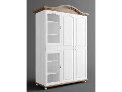 Rustikálna skriňa AUSTIN ROMANCE Revue z masívu s vitrínkou