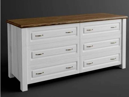 Rustikálna komoda AUSTIN Merida BIANCO z masívu šuplíková