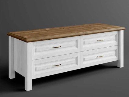 Rustikální TV stolek MERIDA z masivu se šuplíky (Barevné provedení Tmavě hnědá 22-25)