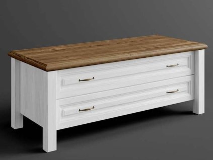 Rustikální TV stolek MERINA z masivu se šuplíky (Barevné provedení Tmavě hnědá 22-25)